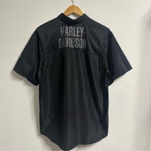 Harley Davidson Black Button Up Shirt Nylon Large